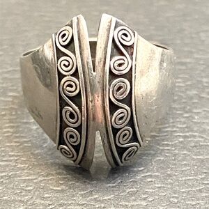 Vintage Sterling Silver Corset Ring Size 7